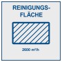 Symbol Reinigungsfläche: 2600 m²/h für Scheppach Kehrmaschine S800.