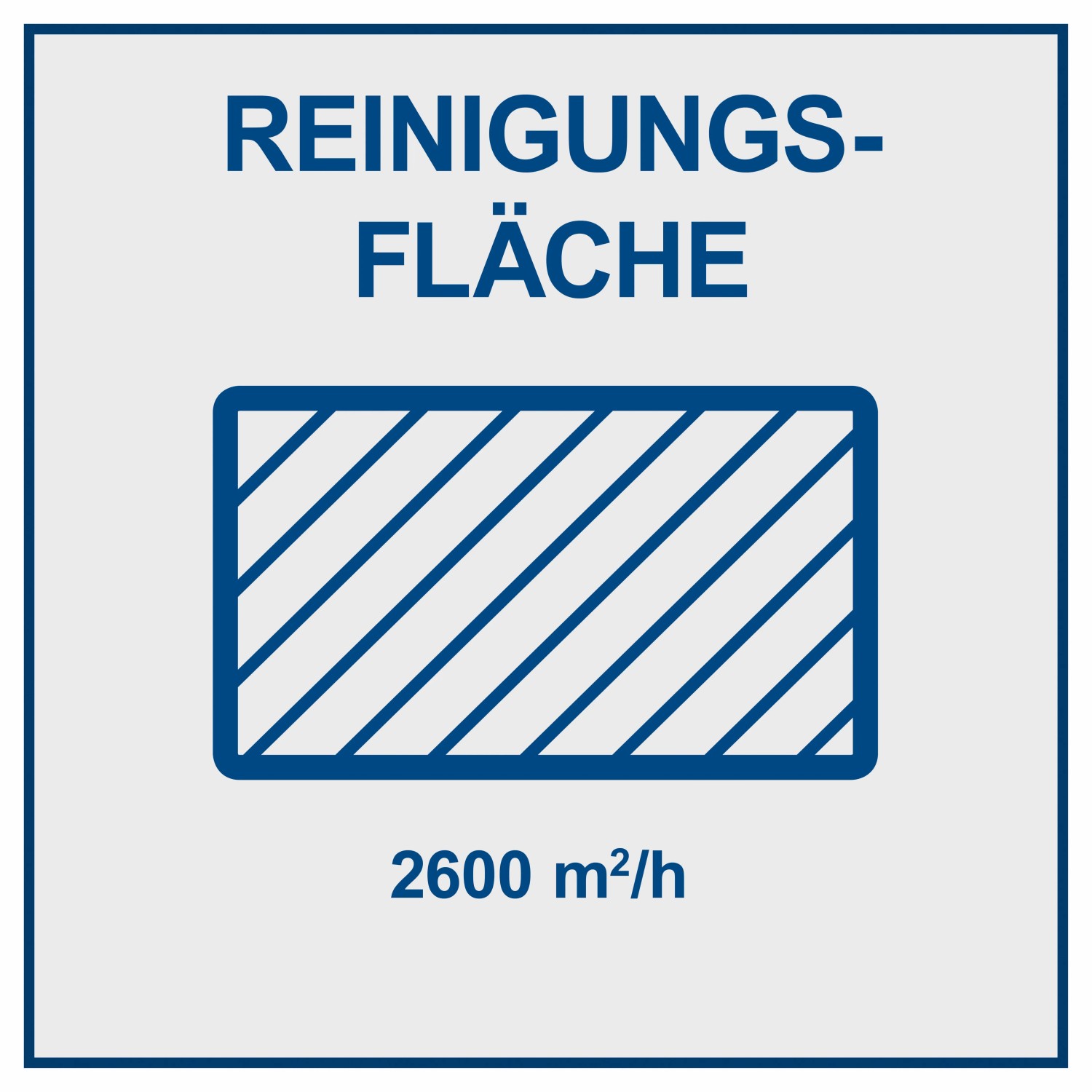Symbol Reinigungsfläche: 2600 m²/h für Scheppach Kehrmaschine S800.