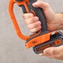 Black+Decker Akku-Winkelschleifer BCG720N 18V mit Akku in Hand, Schleifmaschine.