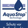 AquaStop Logo der Selitflex Trittschalldämmung für Parkett und Laminat, Schutz vor Restfeuchte.