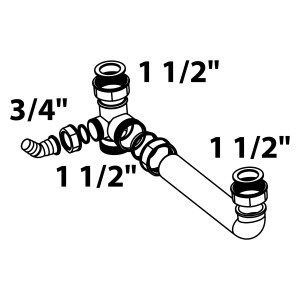 Kirchhoff Doppelspültisch-Ablaufverbindung, weiß, 47,8 mm (1 1/2) x 40 mm mit Geräteanschluss.