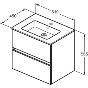 Ideal Standard Badmöbel-Set Eurovit+ mit Unterschrank und Waschtisch, 61 cm, Grau.