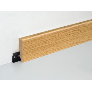 Sockelleiste Eiche, foliert, mit Clip-System zur einfachen Montage. MDF Leiste mit Kabelkanal.