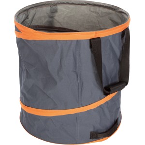 Gartenabfallsack Pop Up 3er-Set, grau mit orangefarbenen Akzenten und Tragegriffen.