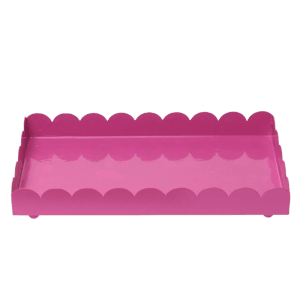 Rechteckiges Deko-Tablett in Pink mit gewelltem Rand, 27x15x3,5 cm.