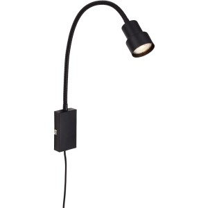 Schwarze Briloner LED-Bettleuchte Tusi mit Flexarm zur individuellen Lichtausrichtung.