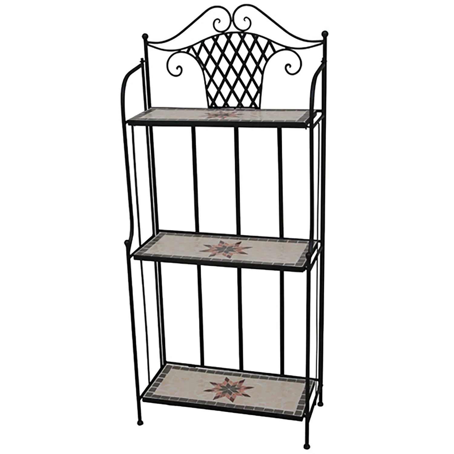 Siena Garden Regal Stella mit 3 Mosaik-Böden, 63x29x142 cm, bunt, klappbar.
