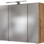 Held Möbel 3D-Spiegelschrank Bari 80 cm in Wotaneiche mit LED-Leuchte.