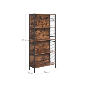 Vasagle Standregal mit 4 Ablagen, braun-schwarz, inklusive S-Haken. Ideal als Bücherregal oder für Deko.