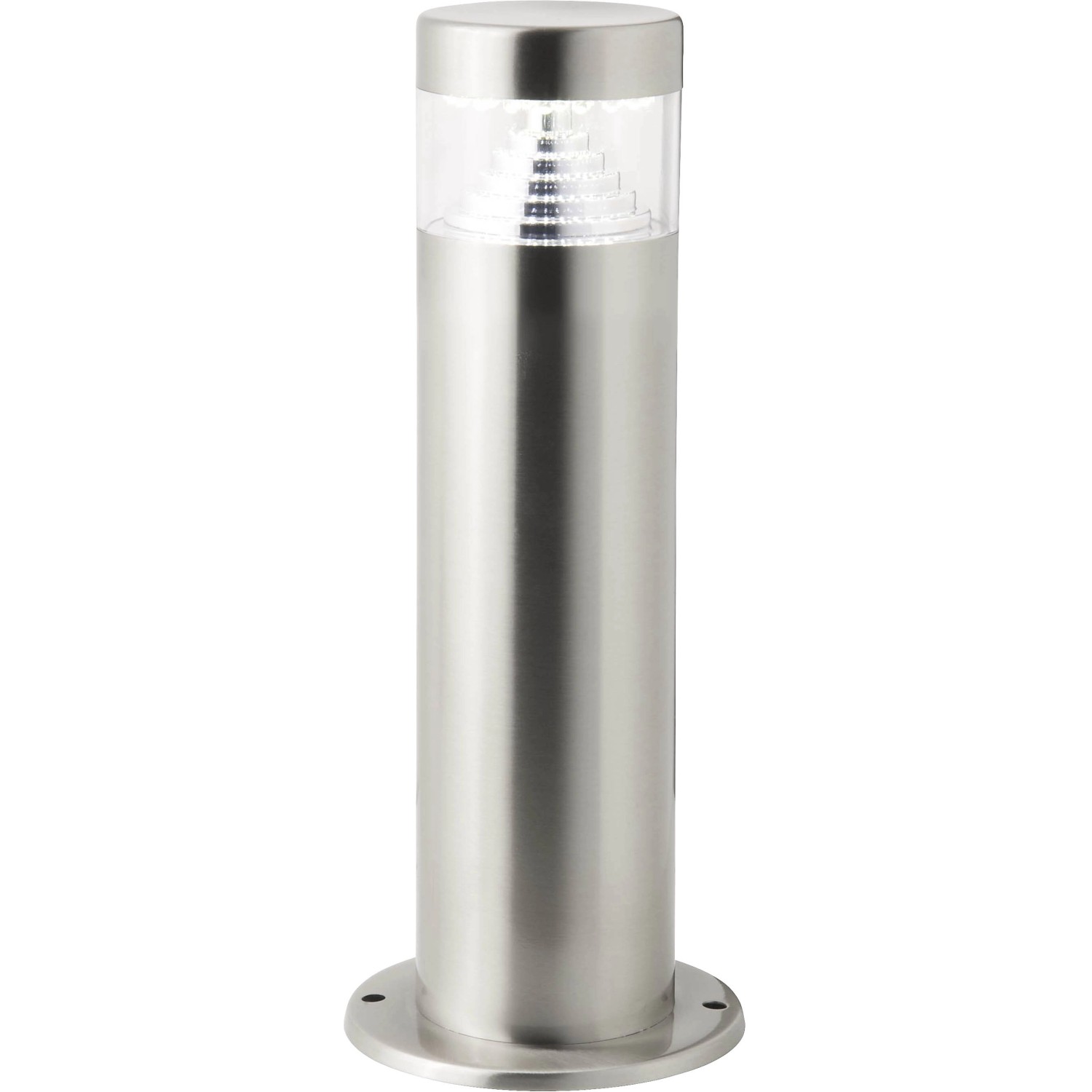 LED-Sockelleuchte Avon in Edelstahloptik, 30 cm hoch, für Garten, Terrasse & Balkon.
