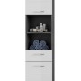 Hochschrank in Weiß-Rauchsilber (37x191x31cm) mit Regalfächern und Schubladen für Bad-Einbauschränke.