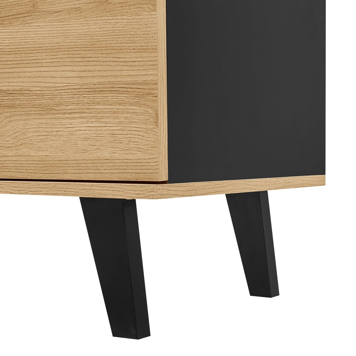 okwish TV Schrank mit Schubladen Stauraum Holzdesign 170x40x50.5cm Natur Schwarz_6