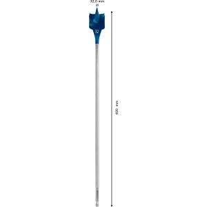 Bosch Expert Selfcut Flachfräsbohrer, Ø 32 mm, Länge 400 mm, für schnelles Bohren in Holz.