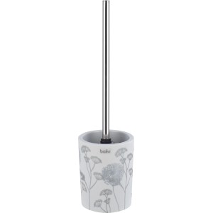 baliv WC-Bürstenhalter in Weiß-Grau mit Blumenmuster aus Keramik.