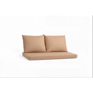 Beiges Palettenkissen-Set für Outdoor: Sitzkissen und 2 Rückenkissen für Palettenmöbel.