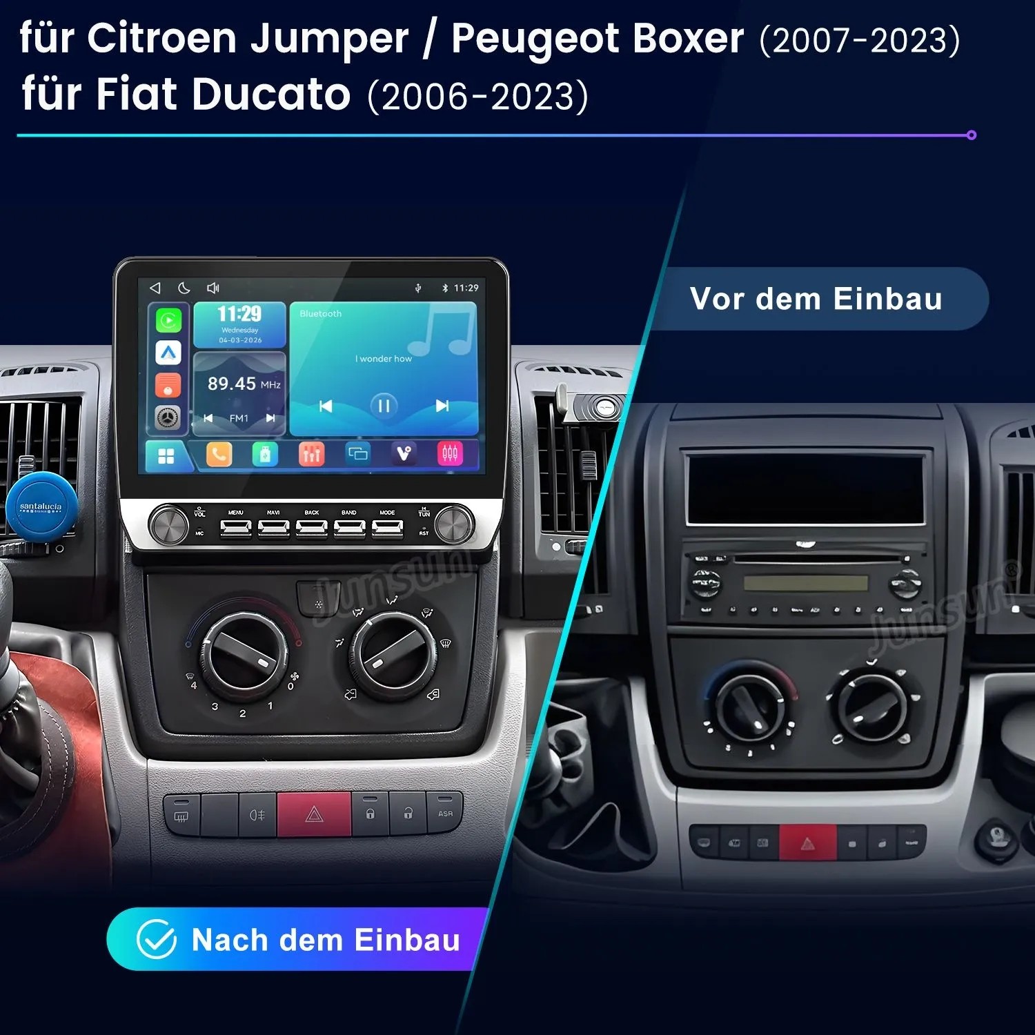 Junsun Autoradio Für Citroen Jumper Peugeot Boxer 2007-2023 Fiat Ducato 2006-2023 Linux Mit Drehknopf_2