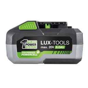 LUX 20 V Akku 1 PowerSystem 6.0 Ah für Elektrowerkzeuge. Lithium-Ionen Akku mit Ladestandsanzeige.