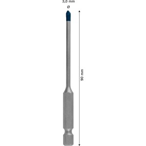 Bosch Expert Hard Keramikbohrer Hex-9, Ø 3 mm, 90 mm. Fliesenbohrer mit Sechskantschaft.