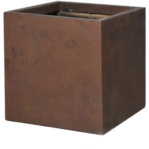 Quadratischer Pflanztopf Texas Cubi, 55x55 cm, in Rost-Optik. Ideal für Innen- und Außenbereich.