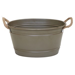 M Collections Zinkwanne Beat Oval Rope 25 cm x 42 cm x 64 cm Olivgrau