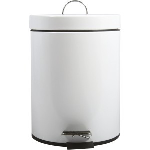 Weißer MSV Treteimer, 5 Liter, aus Metall mit Pedal und herausnehmbarem Eimer.