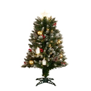 Luca Lighting Elara künstlicher Weihnachtsbaum, 90 cm, grün, mit warmweißen Fibre Optic Lichtern, Stern, Beeren, Kugeln, Zapfen.
