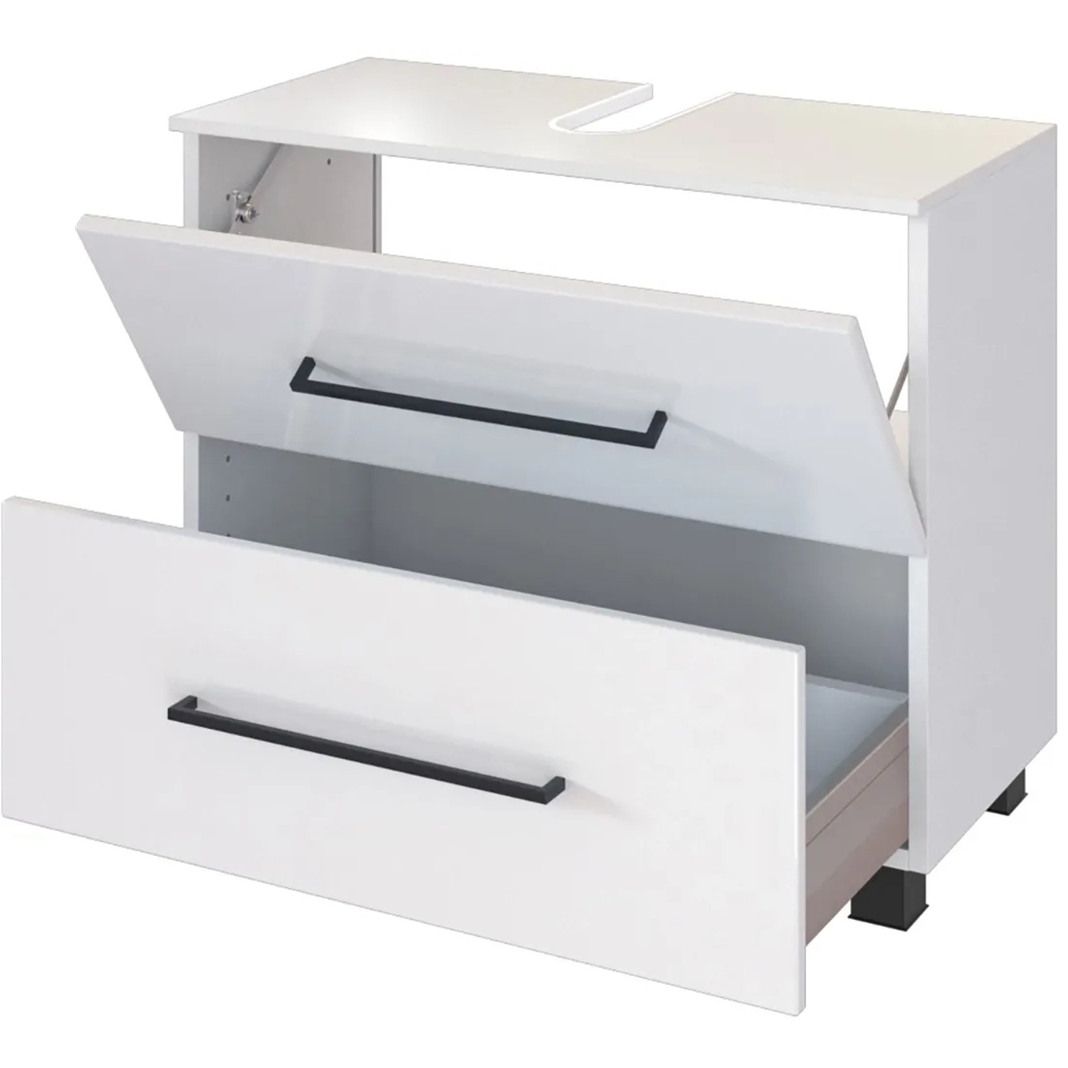 Held Möbel Waschbeckenunterschrank Rom, 70 cm, matt weiß mit Schublade und Tür.
