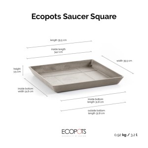 Ecopots Untersetzer quadratisch Braungrau 35,5 cm