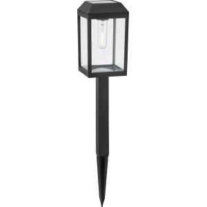 Schwarze Solar-LED-Wegeleuchte Pandino im Laternen-Design, 50 cm hoch für Garten und Terrasse.