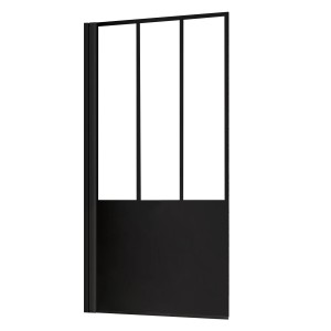 Schulte Badewannenaufsatz ''Atelier 5'' mattschwarz, 140x80 cm, mit Glasfeldern im oberen Bereich.