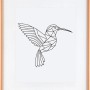 Bilderrahmen aus Kunststoff, 40x50 cm, Buche-Imitat mit Passepartout und Kolibri-Motiv.