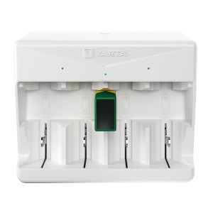 Varta Universal Charger Ladegerät für AA, AAA, C, D und 9V Akkus, weiß.