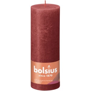 Bolsius Rustik-Kerze in Zartes Rot, 19 cm hoch. Stumpenkerze für gemütliche Atmosphäre.