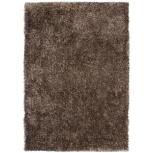 Rechteckiger, handgefertigter Hochflorteppich Dallas 470 in Taupe, 200x290 cm.