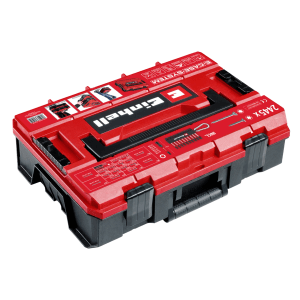 Einhell Schrauben- und Bit-Set im E-Case, 2445-teilig, roter Werkzeugkoffer.