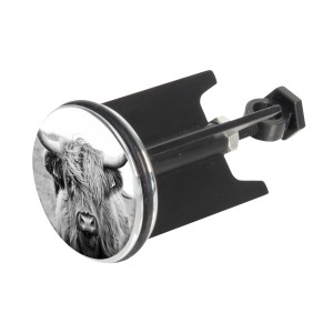 Wenko Waschbeckenstöpsel Pluggy Yak mit Büffel-Motiv, höhenverstellbar.