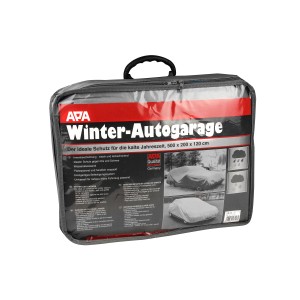 Verpackte APA Auto Wintergarage universal, 120x200x500cm, silberfarben. Autoschutz für den Winter.
