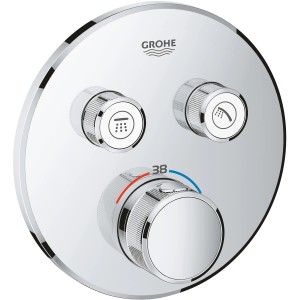 Grohe Grohtherm SmartControl Thermostat, Chrom, runde Wandrosette mit 2 Absperrventilen.