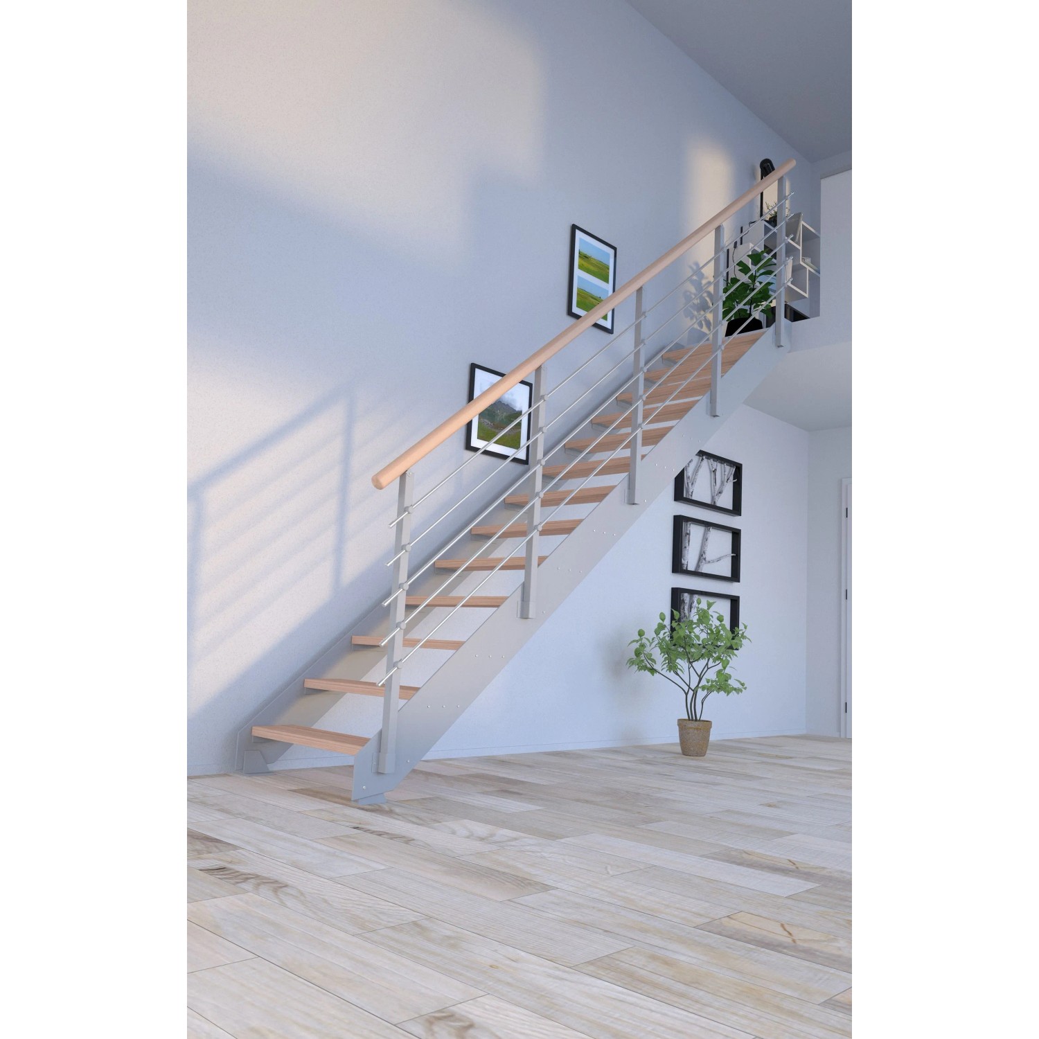 Treppe Kos 11 Stufen Buche Geölt 85 cm Metallgeländer Grau FSC®_9