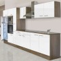 Respekta Küchenzeile KB360EYWMIGKE, 360 cm, Weiß Seidenglanz/Eiche York Nachbildung mit E-Geräten.