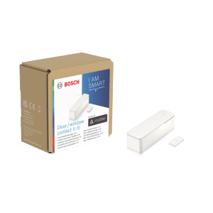 Bosch Smart Home Tür-/Fensterkontakt II +M: weißer Matter-Sensor, Magnet, Verpackung. Für Hausautomation.