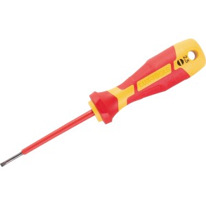 LUX VDE Schraubendreher Professional SL 2,5 mm mit rot-gelbem Griff und Schlitzklinge.