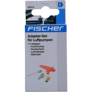 Fischer Luftpumpen-Adapter-Set, 4-teilig: Adapter für Autoventil, Dunlopventil, Luftmatratze und Ballnadel.