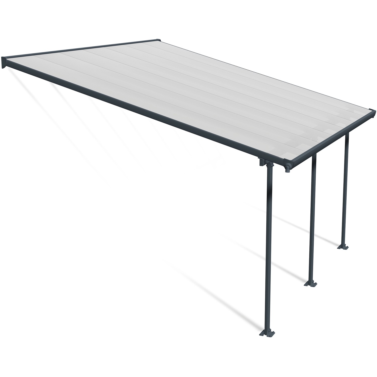 Palram Canopia Terrassenüberdachung Feria, anthrazit, 4x4.2m, mit Polycarbonat-Doppelstegplatten.