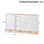 okwish Sideboard mit 3 Türen Doppelschubladen Wohnzimmer 135.5x76x39cm Weiß_5