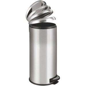 Wenko Tret-Mülleimer Leman, 30 l, Edelstahl mit Easy Close Absenkautomatik.