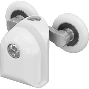 Weiße baliv Türlaufrolle Doppelt Oben (2,3 cm) für Duschkabine Belfast II, 4er-Set.