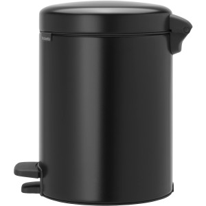 Brabantia NewIcon Treteimer, 5 l, in Matt Schwarz. Kompakter Mülleimer mit Pedal.