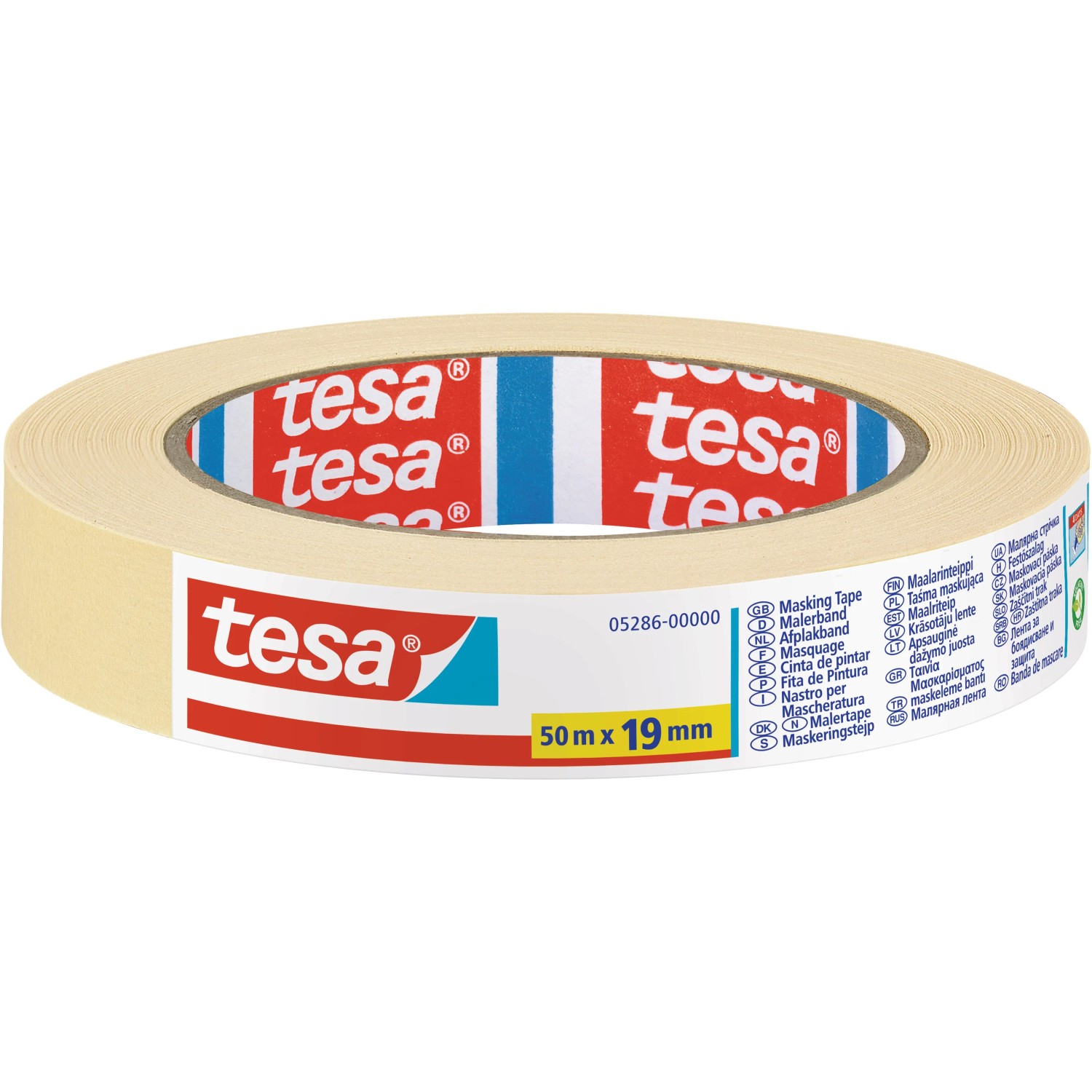 Tesa Malerband, 50m x 19mm Rolle, für saubere Farbkanten beim Malern.