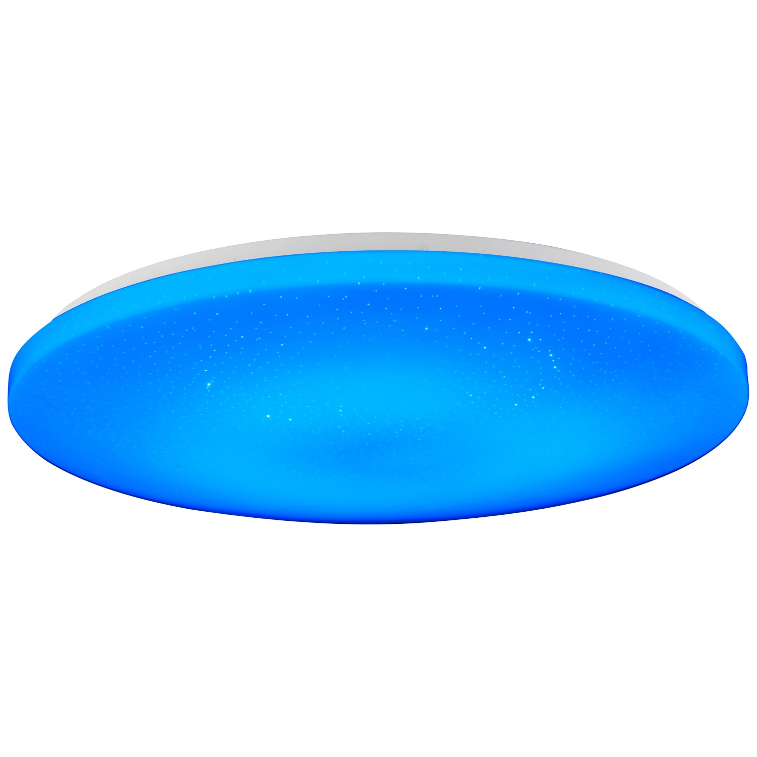 Weiße LED-Deckenleuchte Leonie mit RGB-Funktion, Ø 49 cm, blaue Beleuchtung.